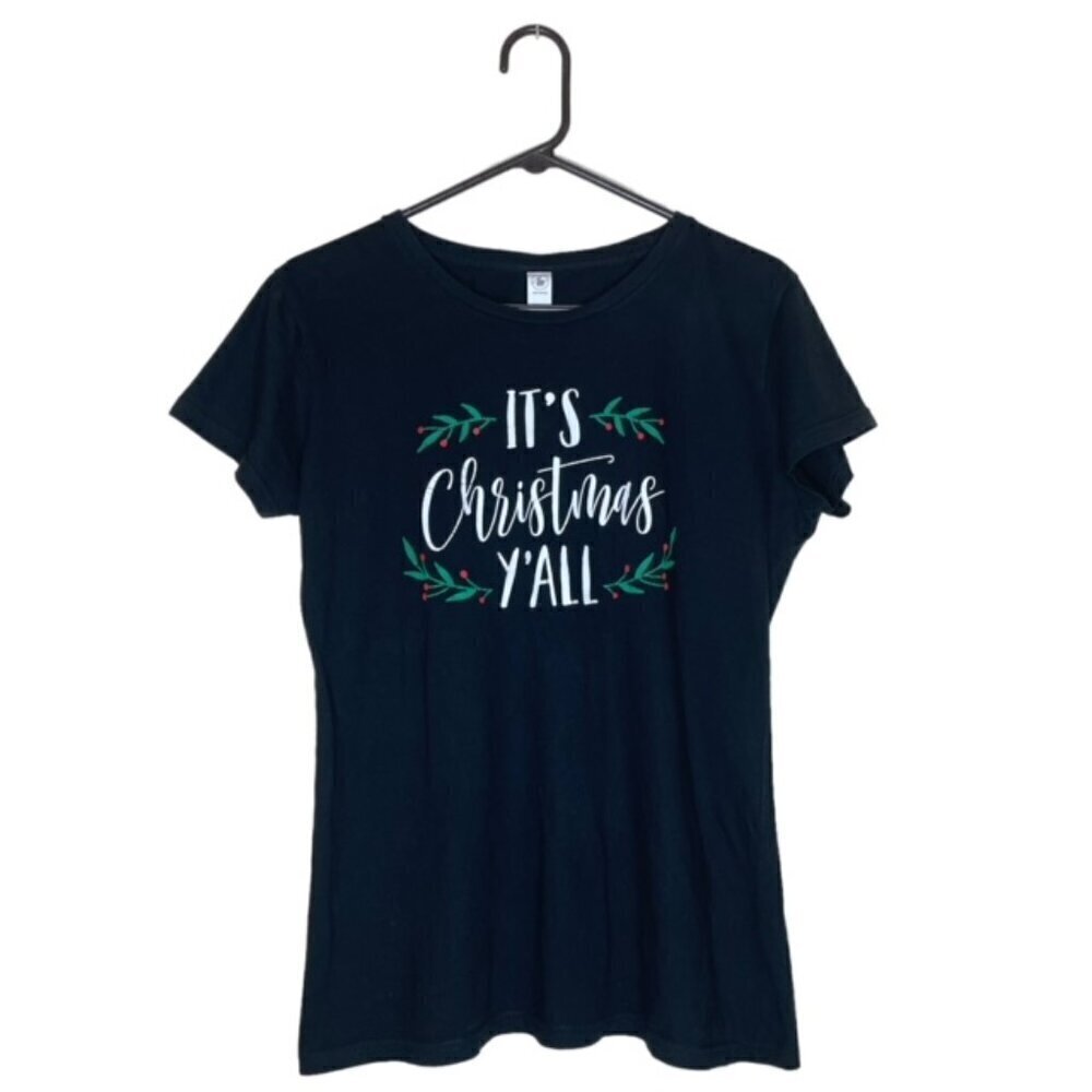 IT'S CHRISTMAS Y'ALL Graphic Short Sleeve Holiday T-Shirt - Size Large